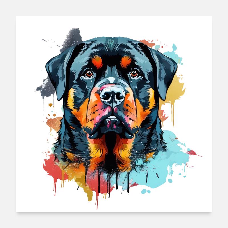 Rottweiler - Poster 24" x 24" (60x60 cm) - white