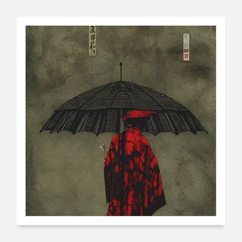 Umbrella, Japon - Poster 60 x 60 cm - blanc