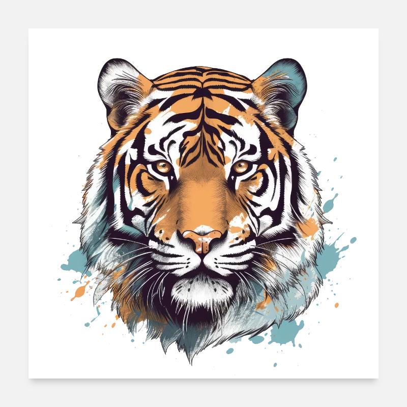 Tiger - Poster 60x60 cm - Weiß