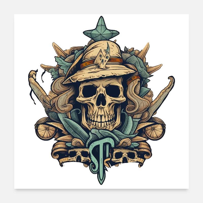 Deadly Mirage: a parched skull with desert souls Poster 24" x 24" (60x60 cm)