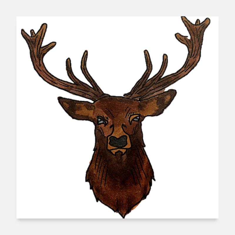Tête de CERF Poster 60 x 60 cm