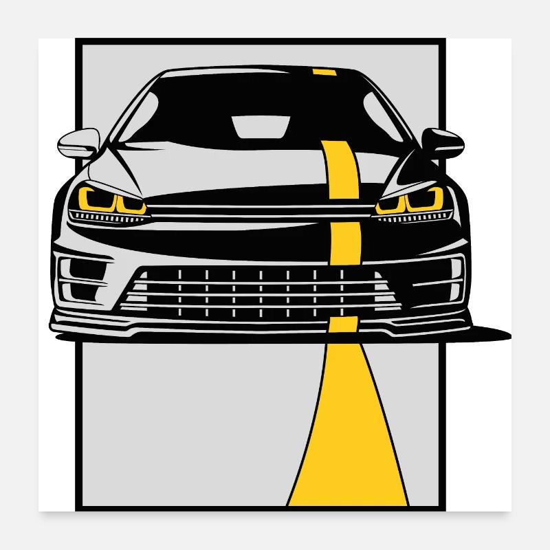 Black Car Yellow Stripe Poster 24" x 24" (60x60 cm)