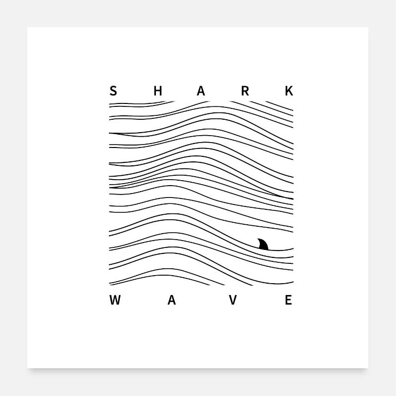 Sein. Ocean Shark Welle Poster 60x60 cm