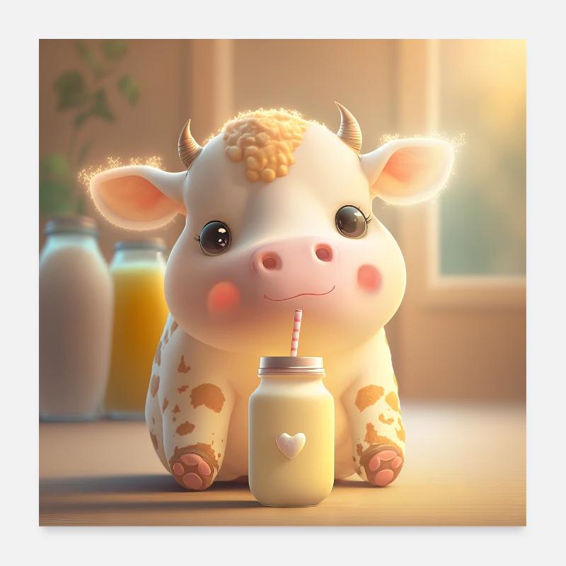 Bébé vache Poster 60 x 60 cm