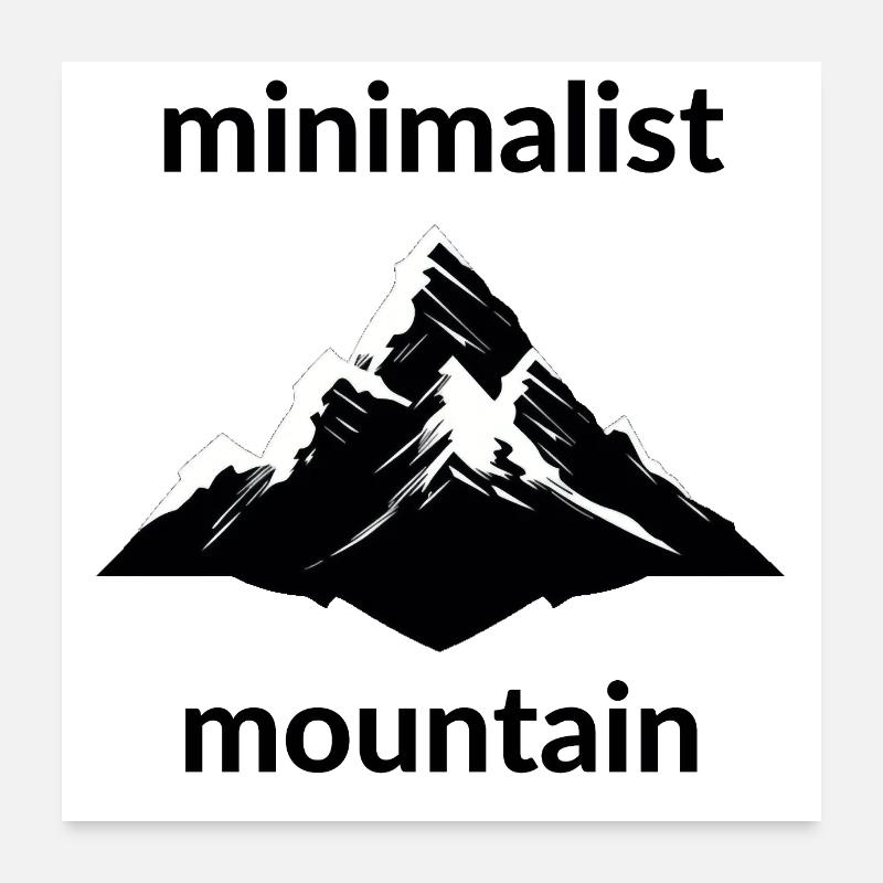 Minimalist Mountain - Poster 60x60 cm - Weiß