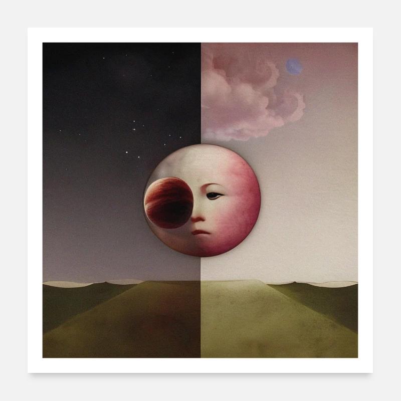 Lune triste Poster 60 x 60 cm