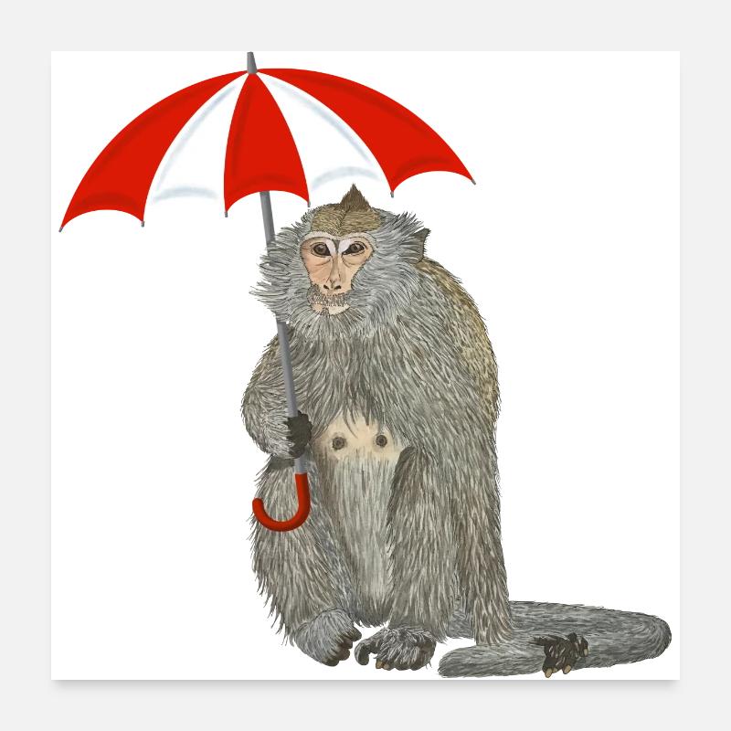 Parapluie de singe Poster 60 x 60 cm