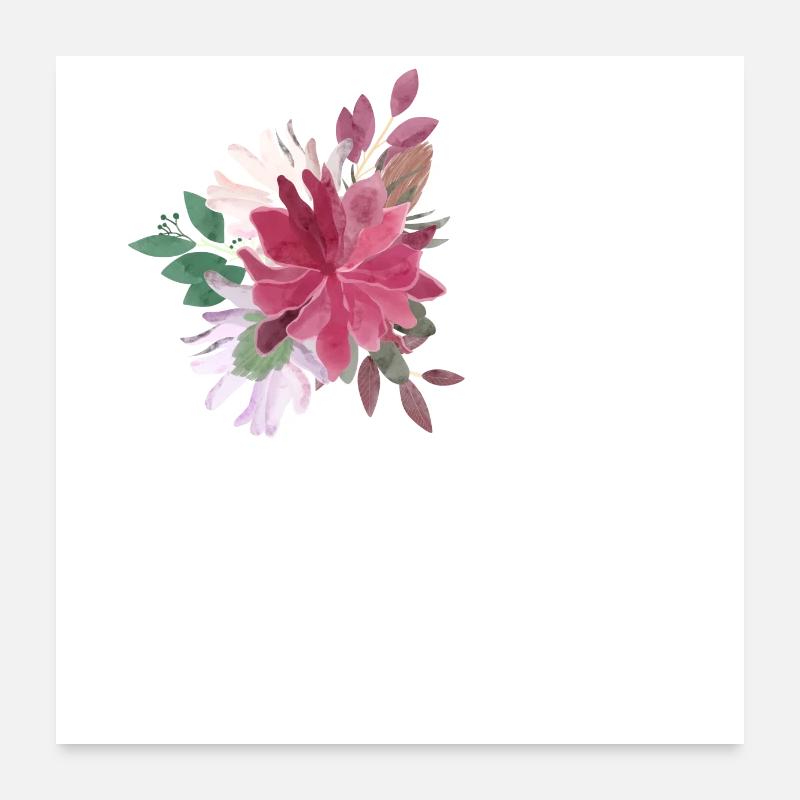 Lettre d floral - Poster 60 x 60 cm - blanc