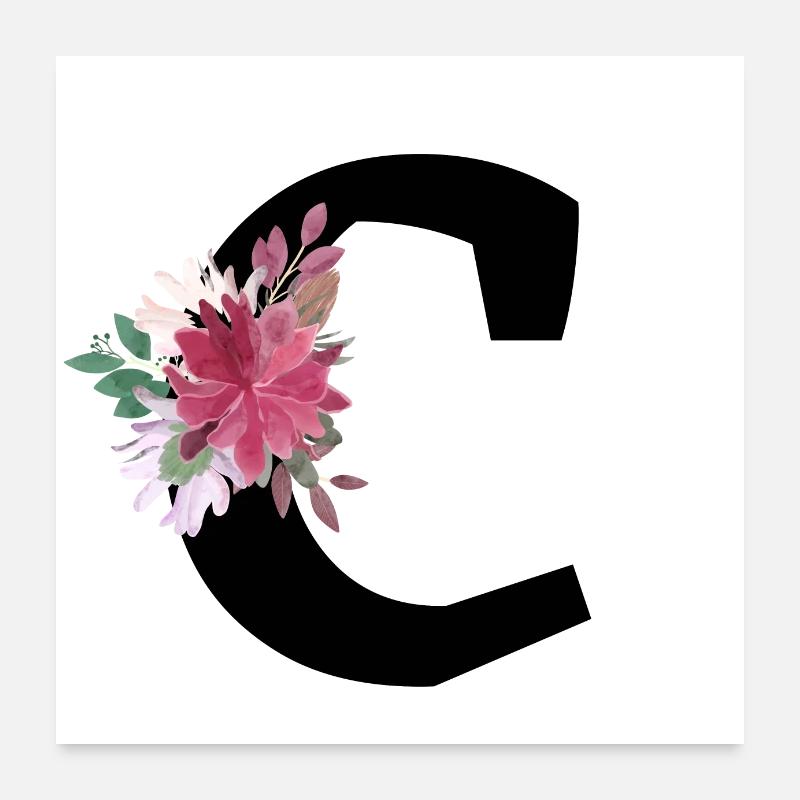 Floral letter c Poster 24" x 24" (60x60 cm)