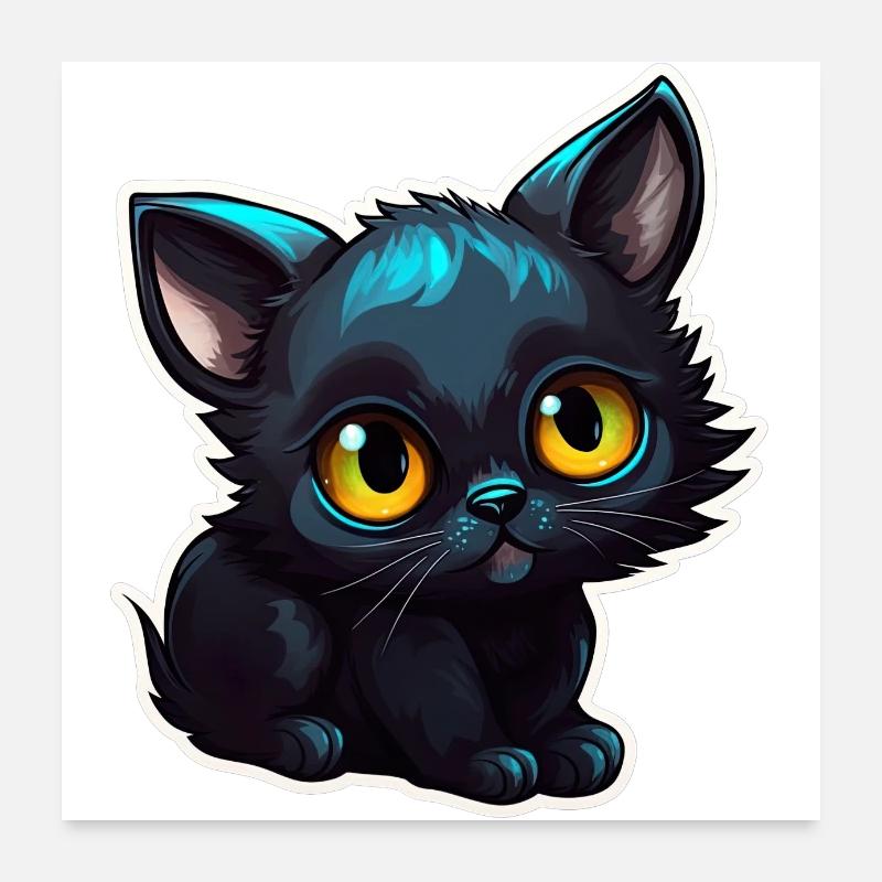 Petit chaton noir Poster 60 x 60 cm