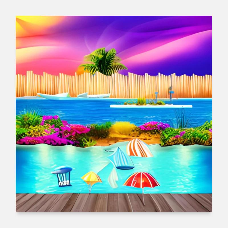sunny vacation at sea side Poster 24" x 24" (60x60 cm)