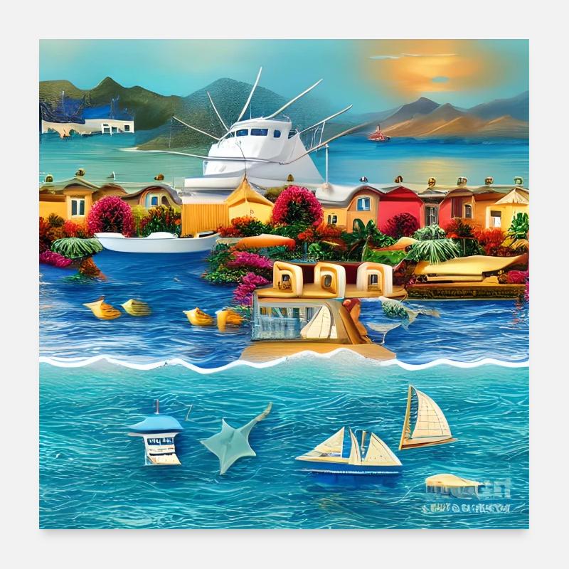 Vacances au bord de la mer Poster 60 x 60 cm