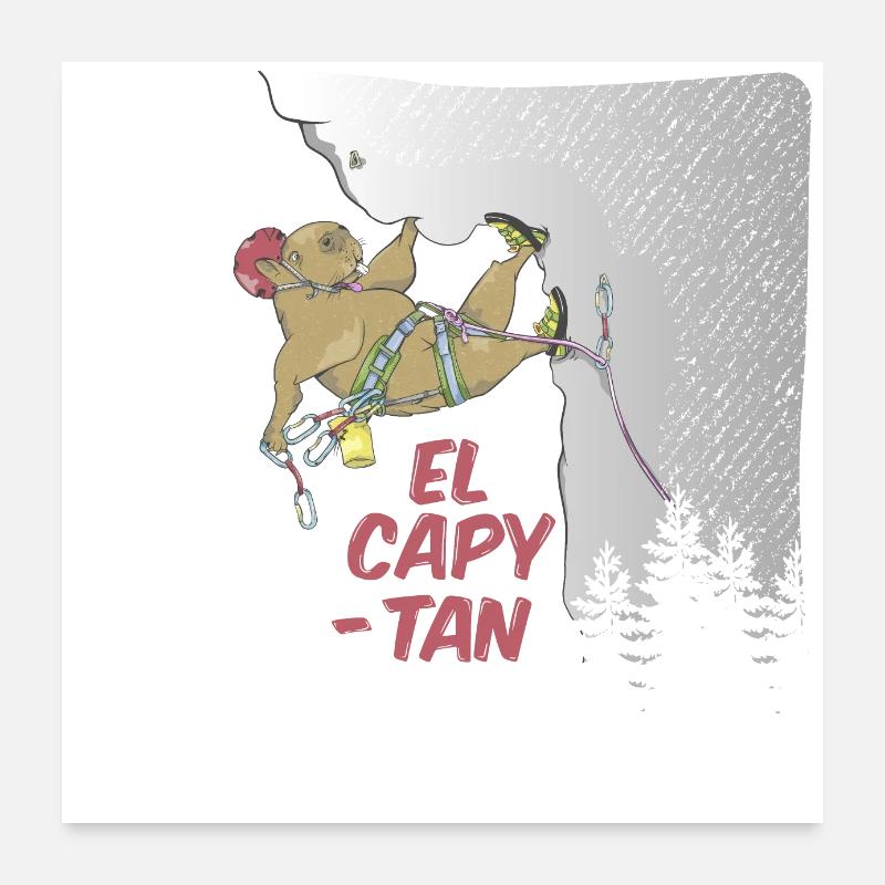 Capybara escalade El Capitan Poster 60 x 60 cm