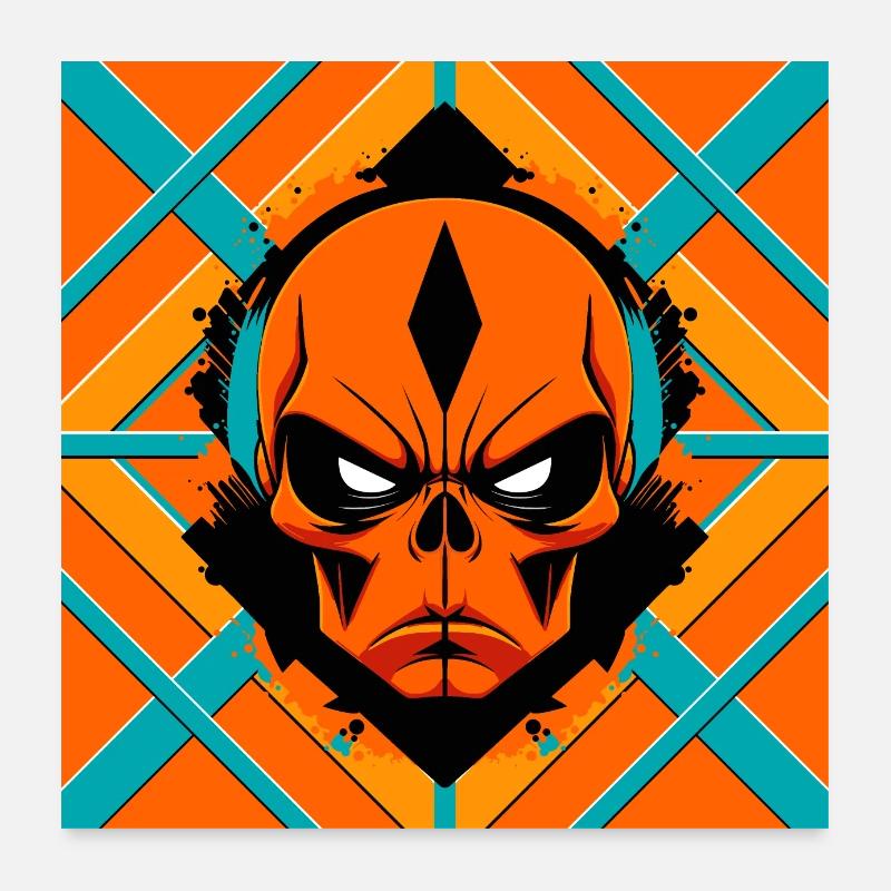 Crâne extraterrestre Poster 60 x 60 cm