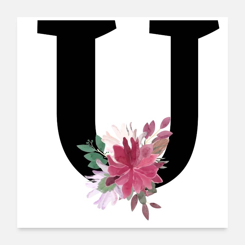 Lettre u floral Poster 60 x 60 cm