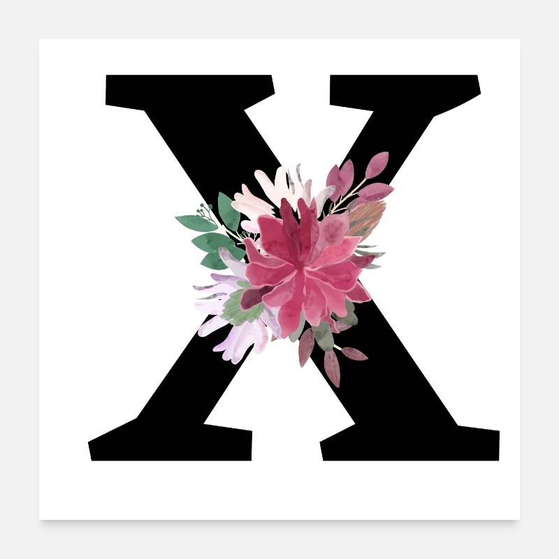 Lettre x floral Poster 60 x 60 cm