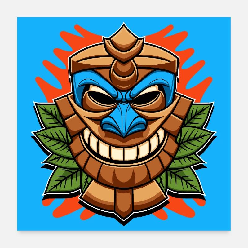 Tiki Statue - Poster 60x60 cm - Weiß