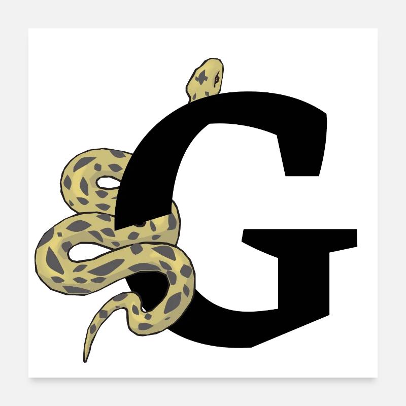 Lettre g serpent Poster 60 x 60 cm