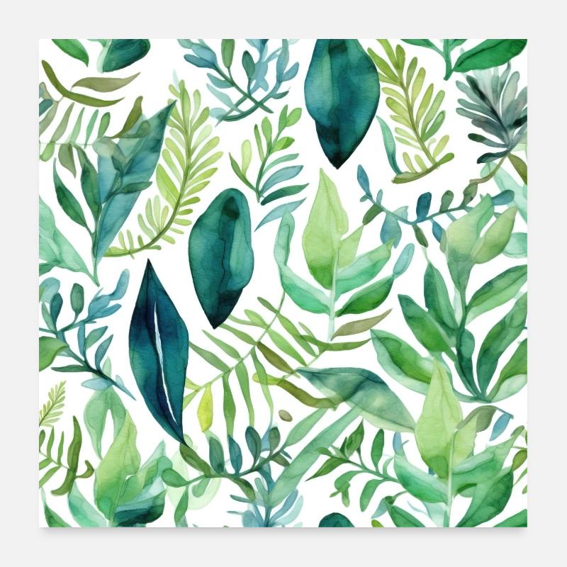 Aquarell Blattmuster Poster 60x60 cm