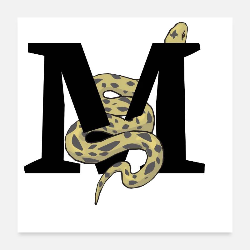 Lettre m serpent Poster 60 x 60 cm