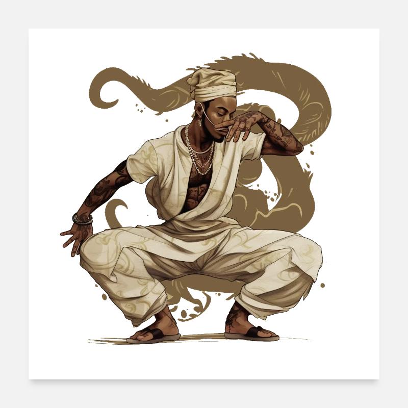 Hip-Hop-Beats - Poster 60x60 cm - Weiß