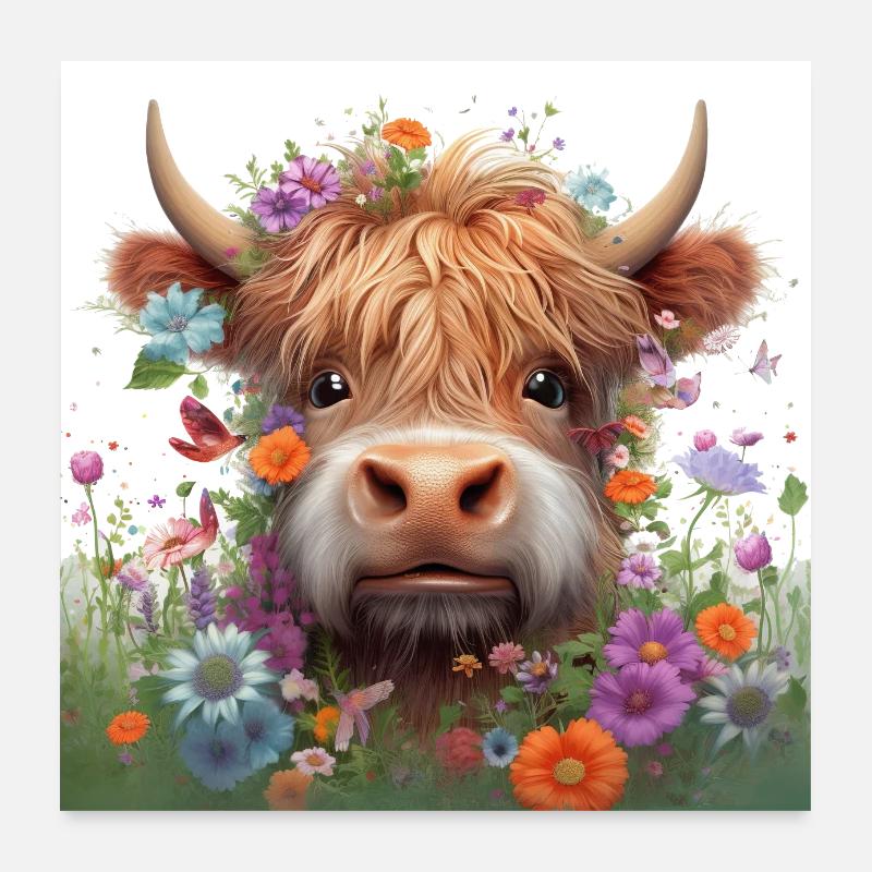 Vache des Highlands Poster 60 x 60 cm