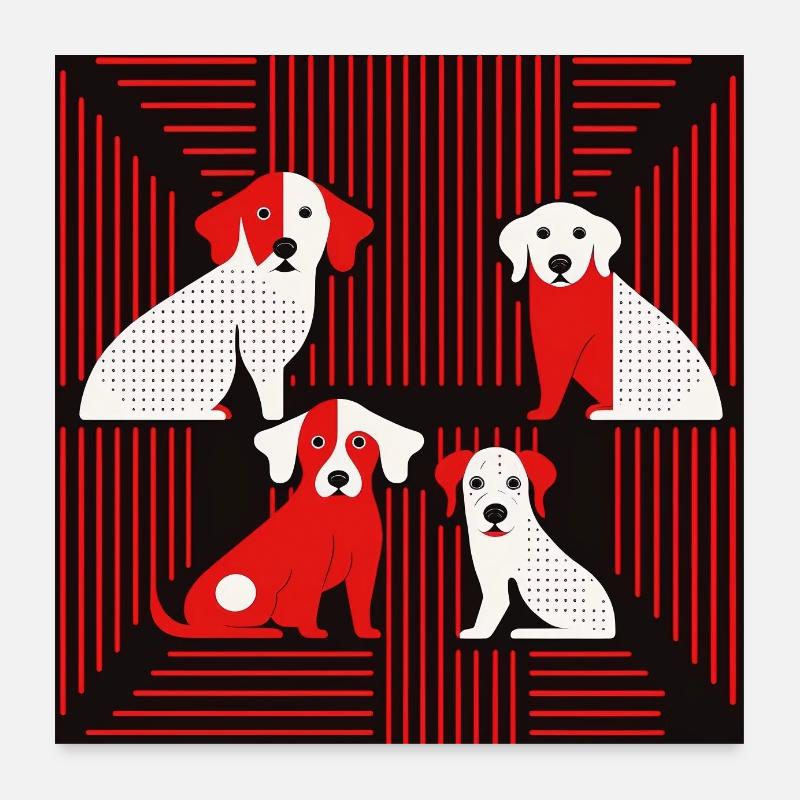 Abstract Dogs Poster 24" x 24" (60x60 cm)