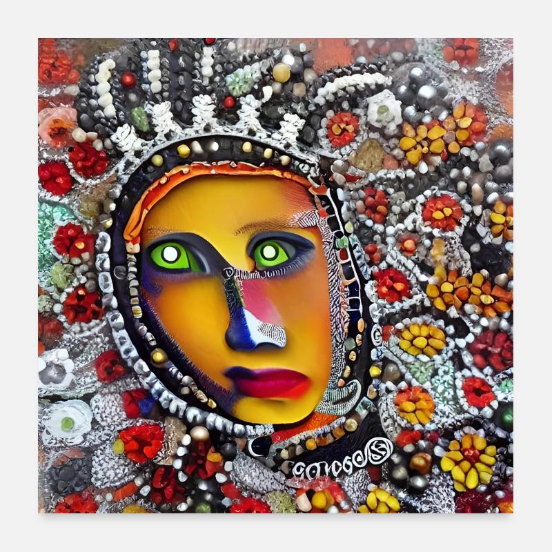 Abstraktes Gesicht Poster 60x60 cm