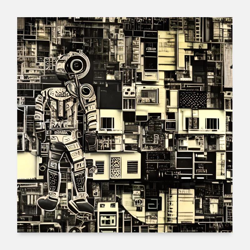 DER MENSCH IN DER CYBERWELT Poster 60x60 cm
