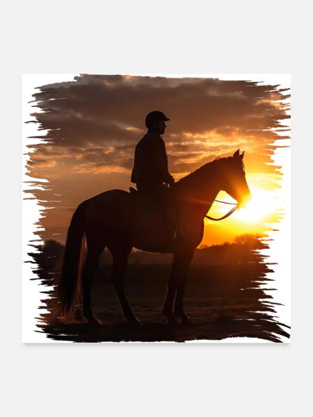 Reiten ist eine alte Tradition - Poster 60x60 cm - Weiß - Vorne