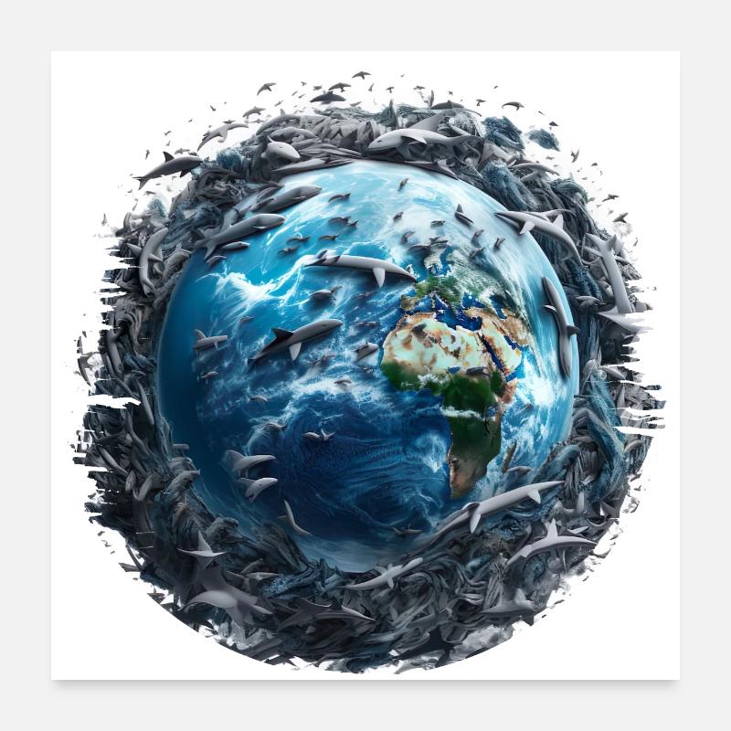 Plus de place pour les poissons dans les océans Poster 60 x 60 cm