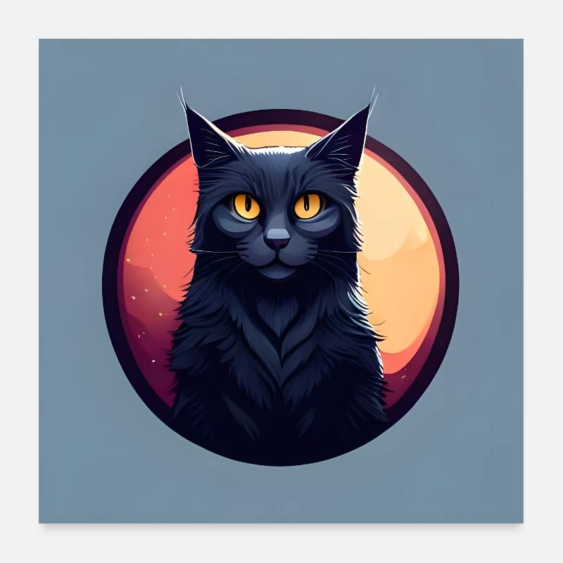 Un chat noir en cercle. Poster 60 x 60 cm