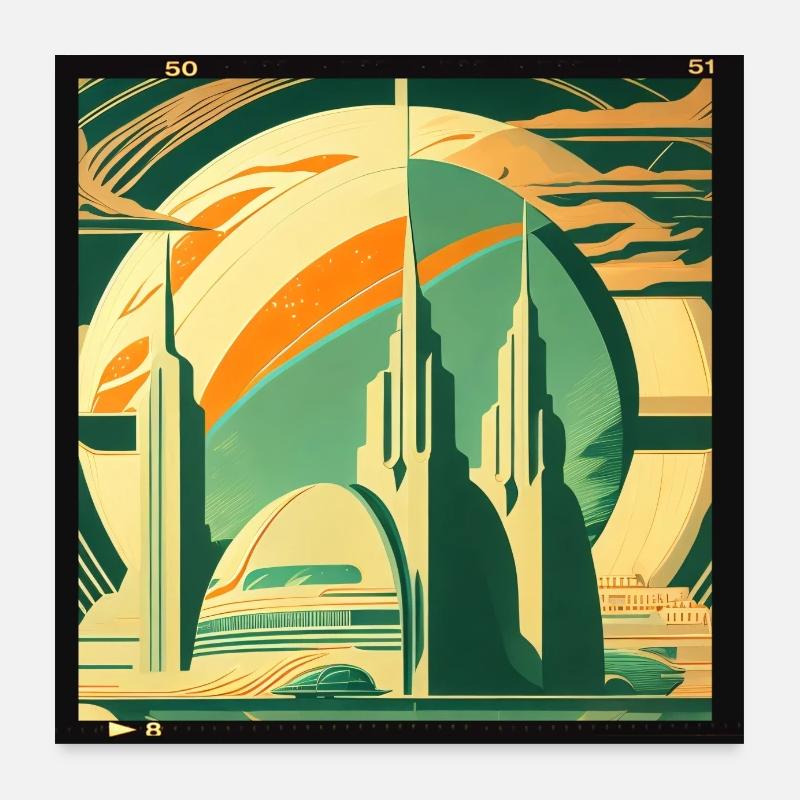 Weltraum-Retrofuturismus Poster 60x60 cm
