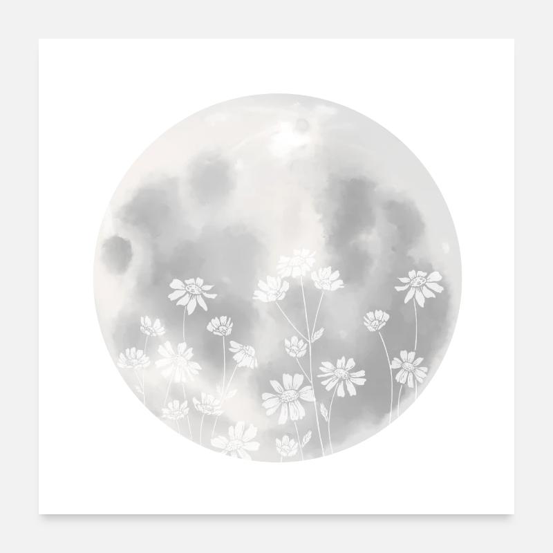 Silver moon - Poster 24" x 24" (60x60 cm) - white