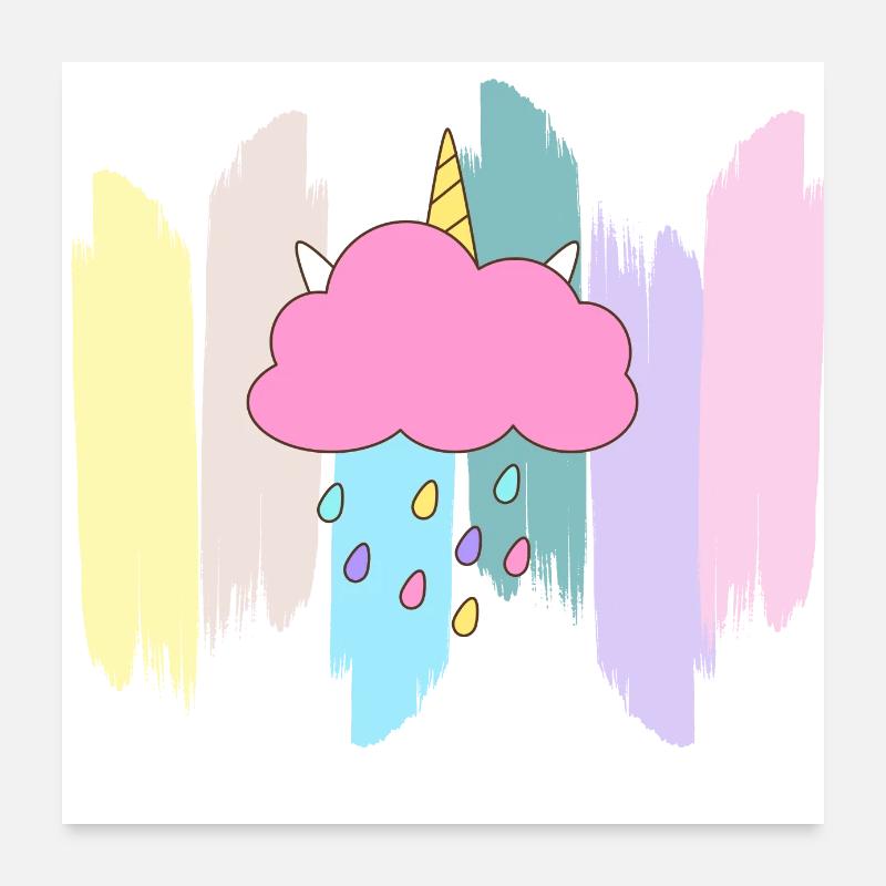 Nuage mignon en arc en ciel pastel Poster 60 x 60 cm