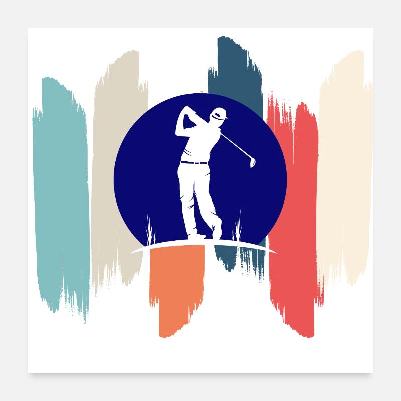 Retro rainbow golf Poster 24" x 24" (60x60 cm)