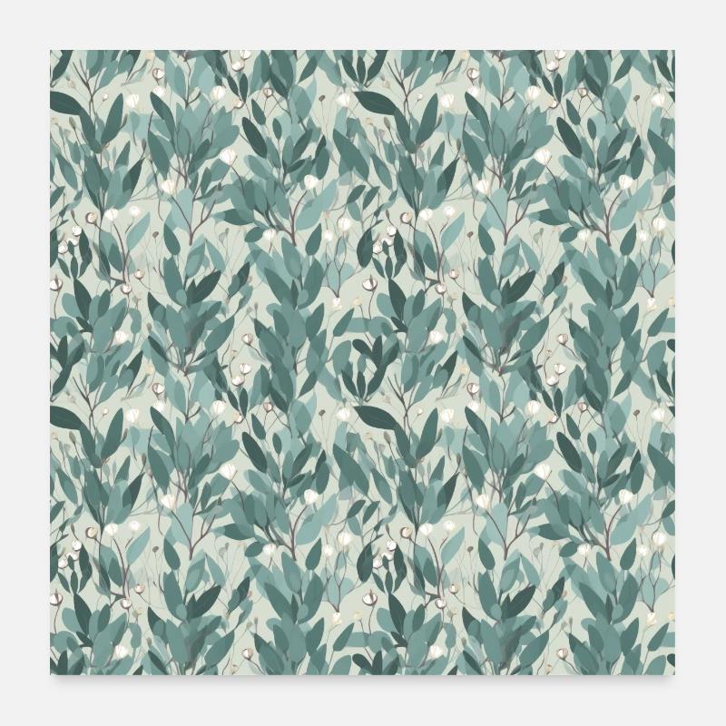 Festlicher gemalter Eukalyptus mit Wasserfarbe Poster 60x60 cm