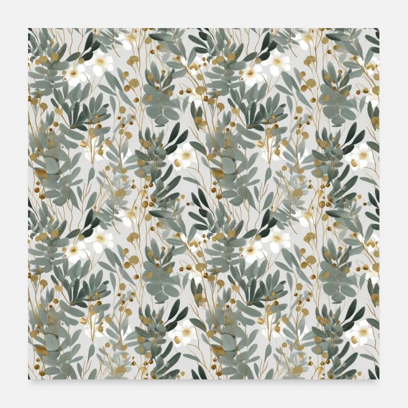 Moderne, simple, festif, fleurs d’eucalyptus Poster 60 x 60 cm