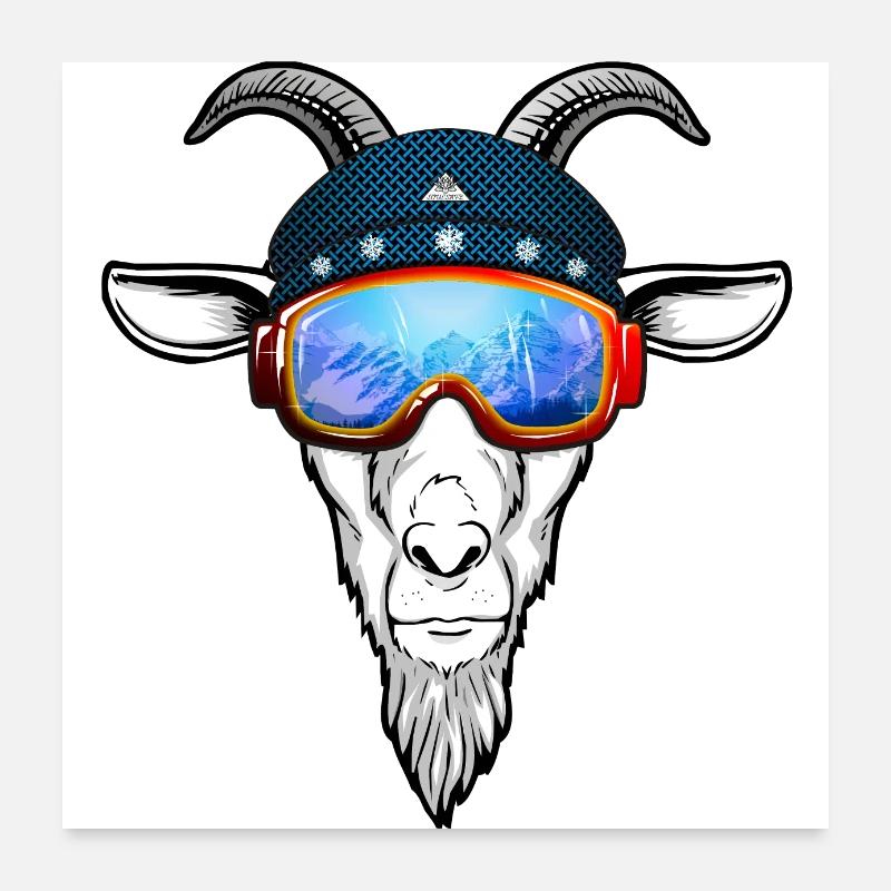 Goat mountain with goggles Poster 24" x 24" (60x60 cm)