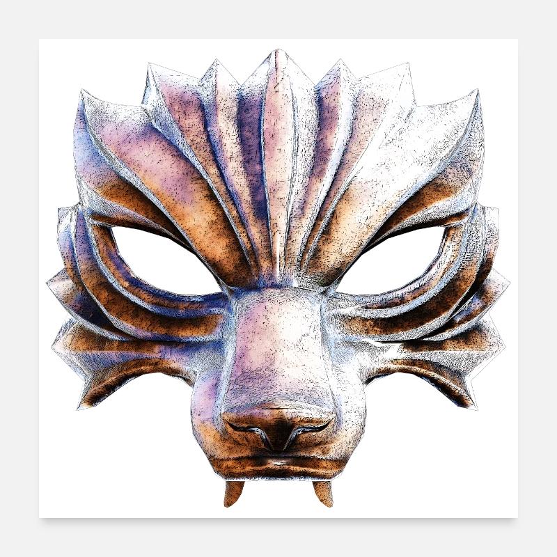 Masque de guerrier loup Poster 60 x 60 cm