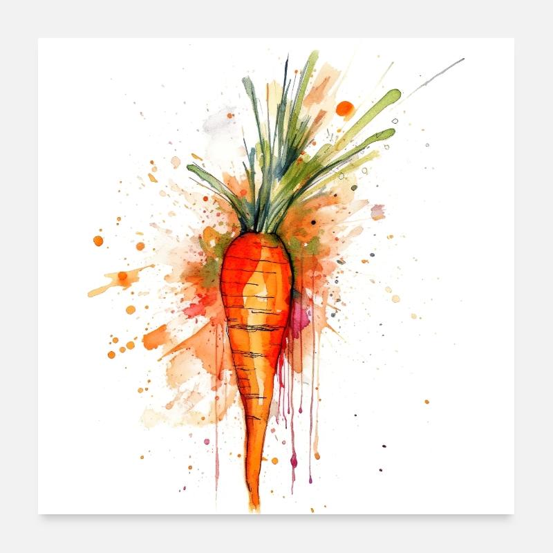 Affiche - Carotte - Poster 60 x 60 cm - blanc