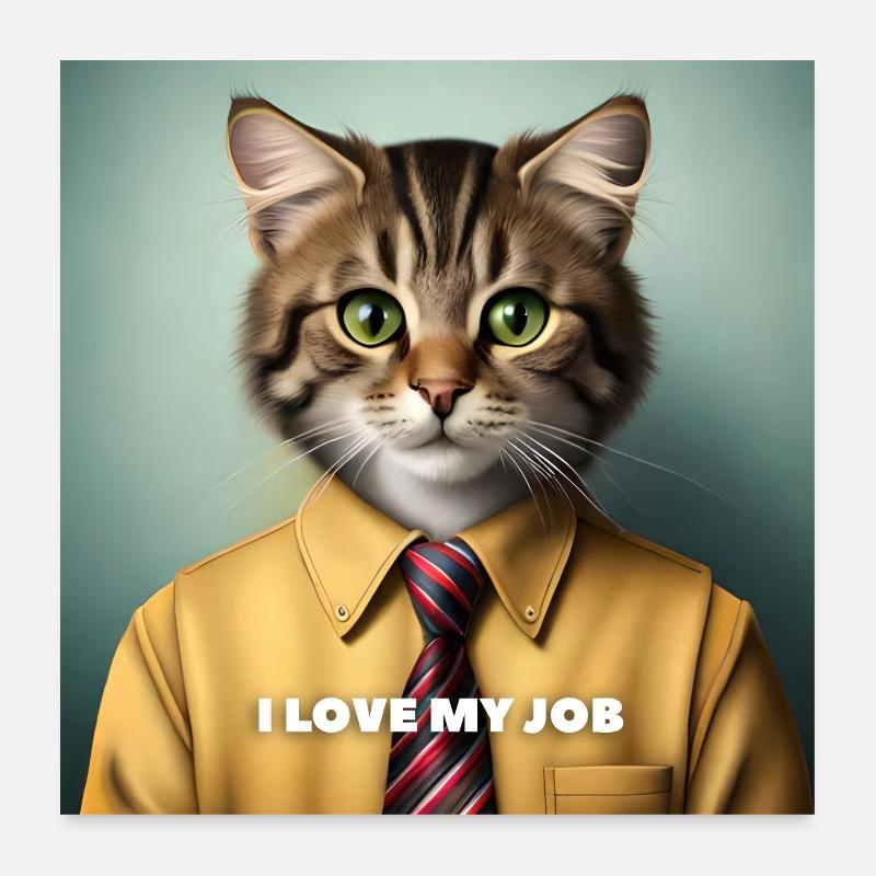 J’AIME MON TRAVAIL Chat Poster 60 x 60 cm