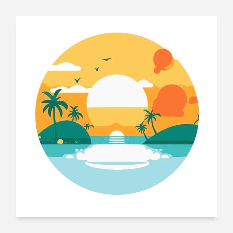 soleil sur la plage Poster 60 x 60 cm