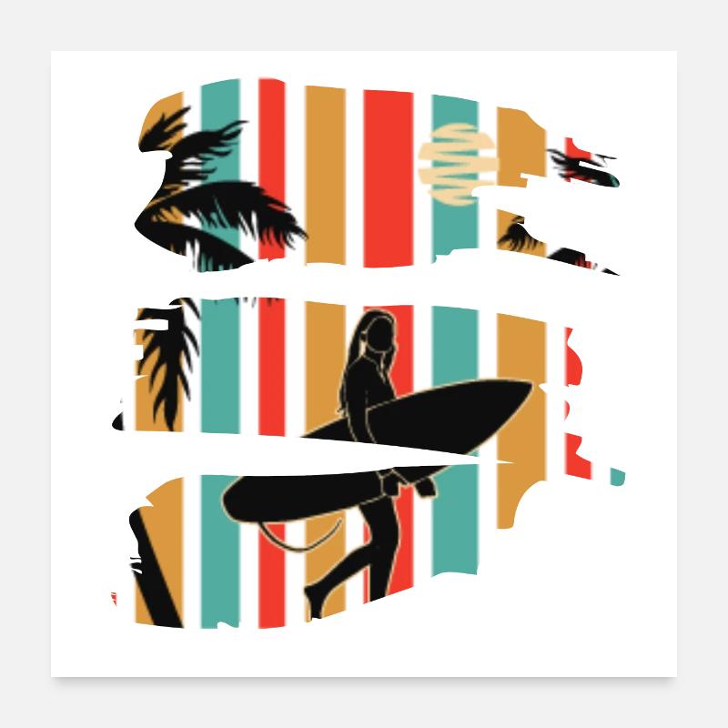 Mood été plage surf Poster 60 x 60 cm