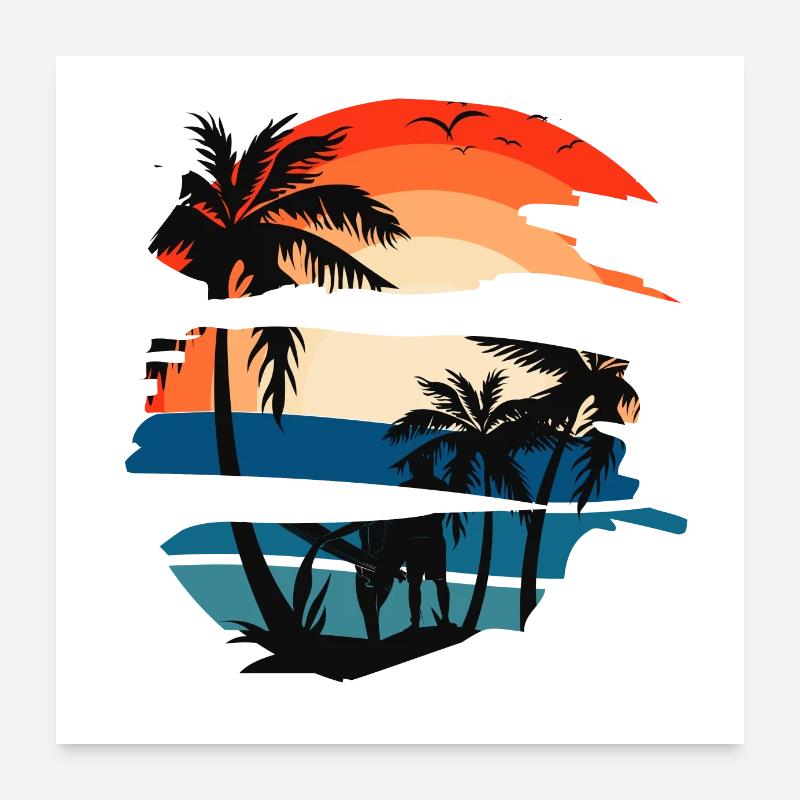 Coucher de soleil - Poster 60 x 60 cm - blanc