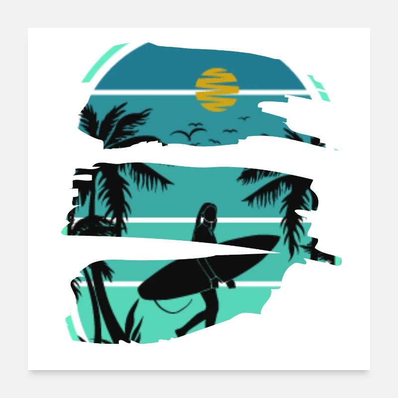 Mood été plage surf Poster 60 x 60 cm