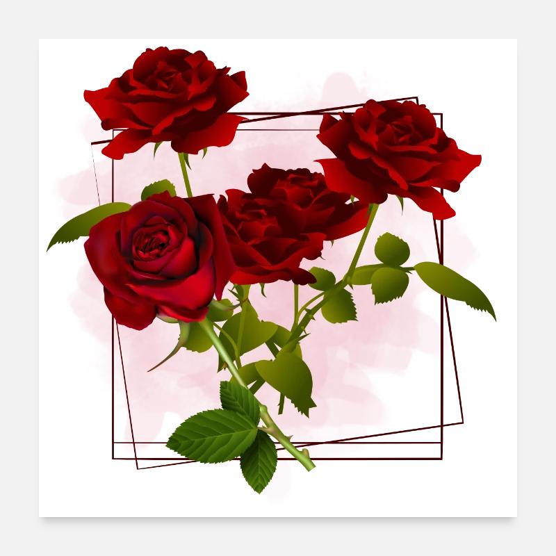 Fleurs cadre Poster 60 x 60 cm