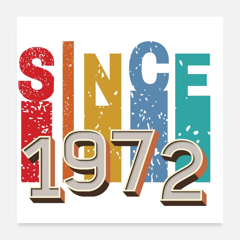 Seit 1972 retro - Poster 60x60 cm - Weiß