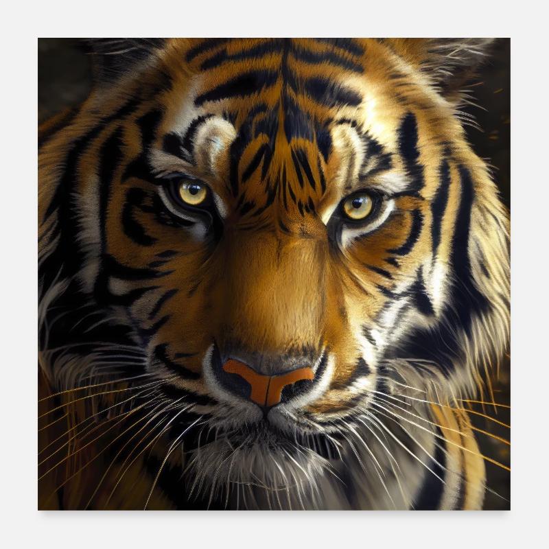 portrait de tigre hyperréaliste Poster 60 x 60 cm