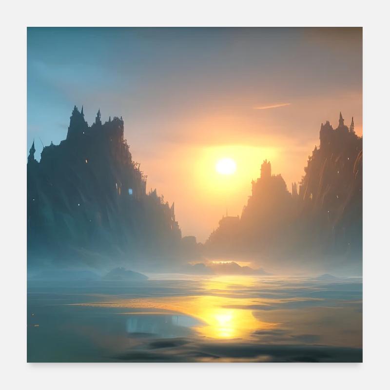 Sunset over the bay Poster 24" x 24" (60x60 cm)
